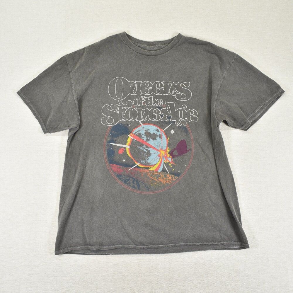 Queens of the Stone Age T Shirt Mens M L Charcoal Gray Graphic Concert Band Tee